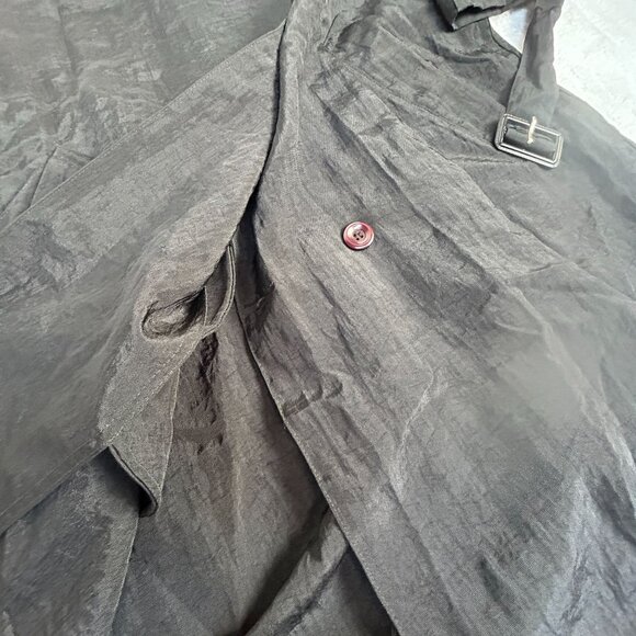 Indygo Kenar Womens Black Double-Breasted Long Trench Coat Free Size Pockets - Picture 7 of 7